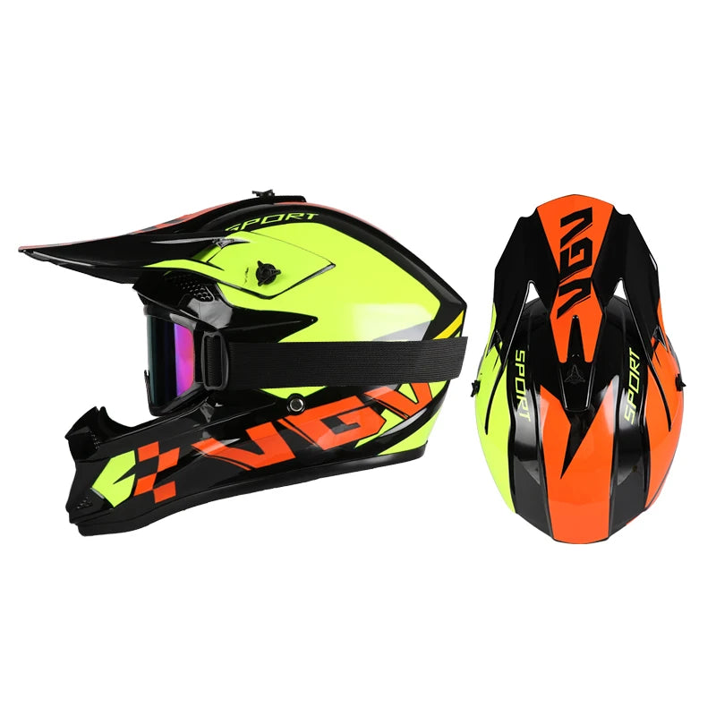 Full-Face Off-Road Helmet with Goggles – DOT Certified for All Seasons