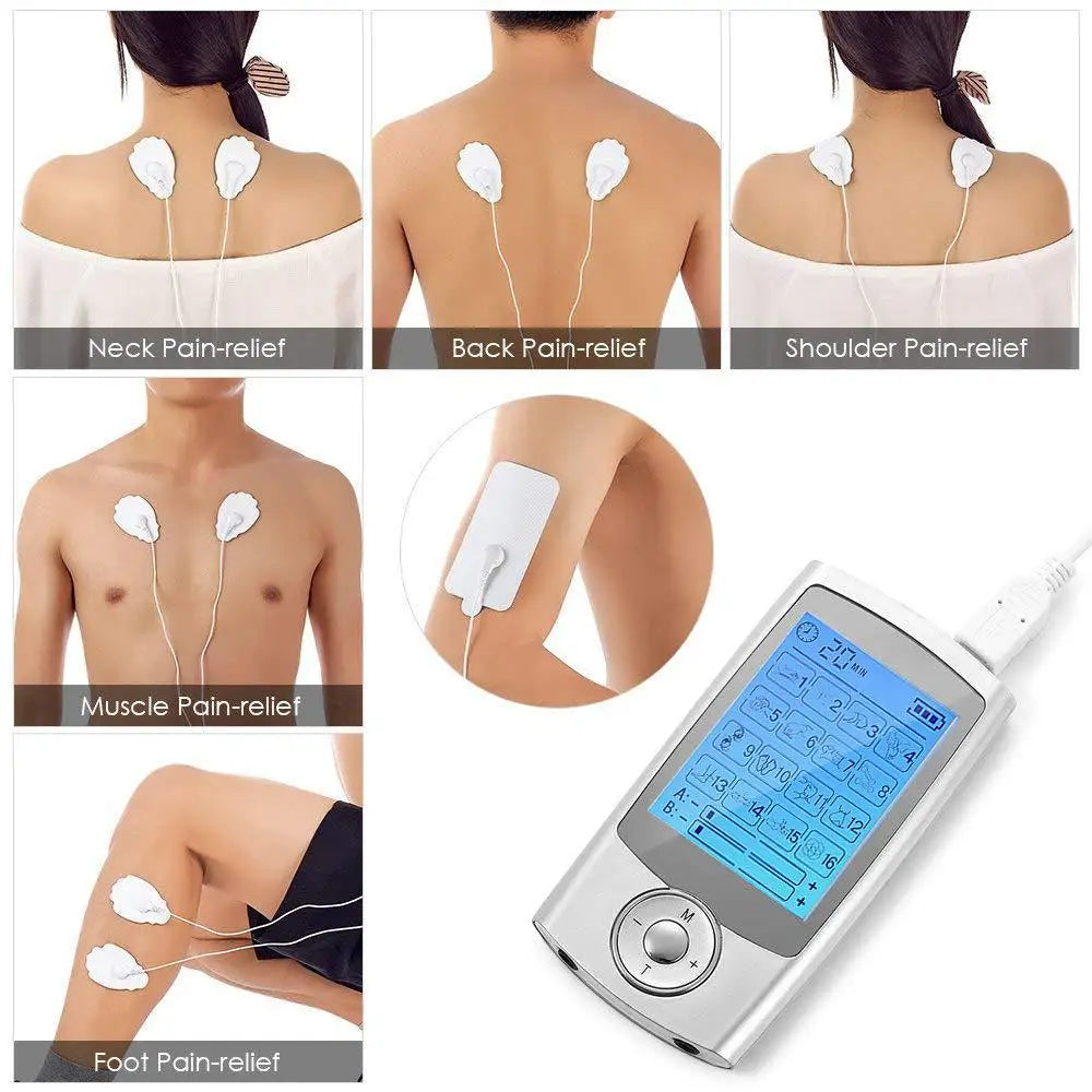 Stimulateur musculaire TENS EMS avec 16 modes et 10 niveaux d'intensité pour la relaxation