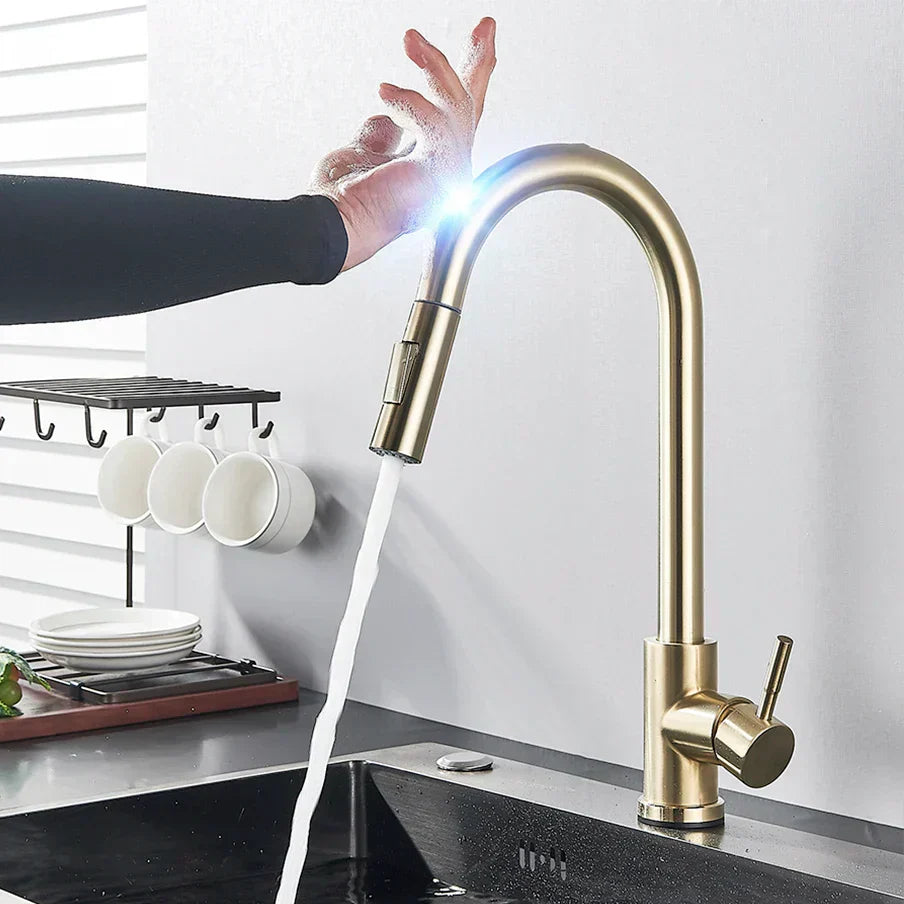 SmartTouch | Kitchen Faucet with Touch Sensor and Pull-Out Spray Head – Brushed Nickel