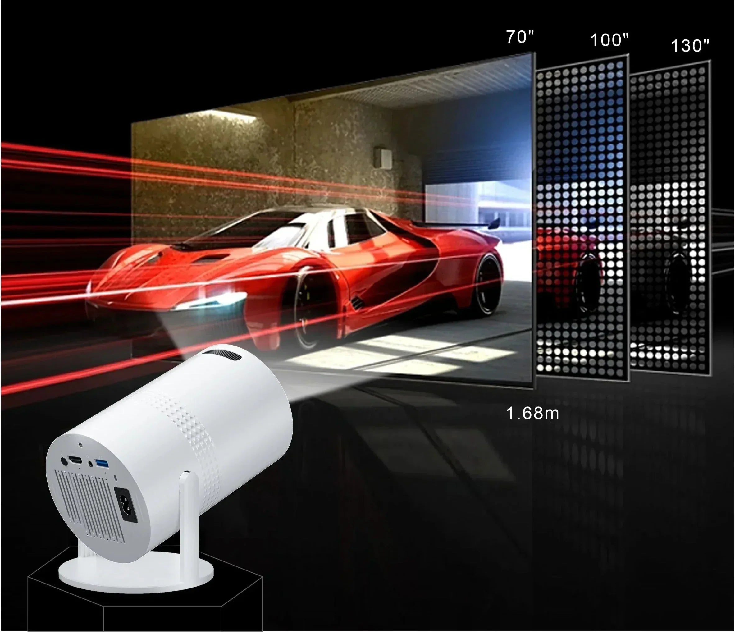 Clevora P300 ミニポータブルプロジェクター | 4K/8K ビデオデコーディング、720p HD、Android 11、Wi-Fi、Bluetooth 5.1