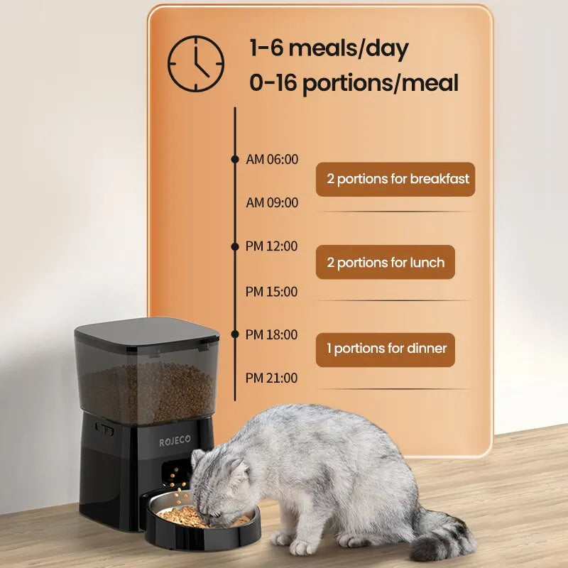 Pemberi Makan Haiwan Peliharaan Pintar Automatik Dengan Skrin LCD Dan Waktu Makan Berjadual Untuk Kucing Dan Anjing