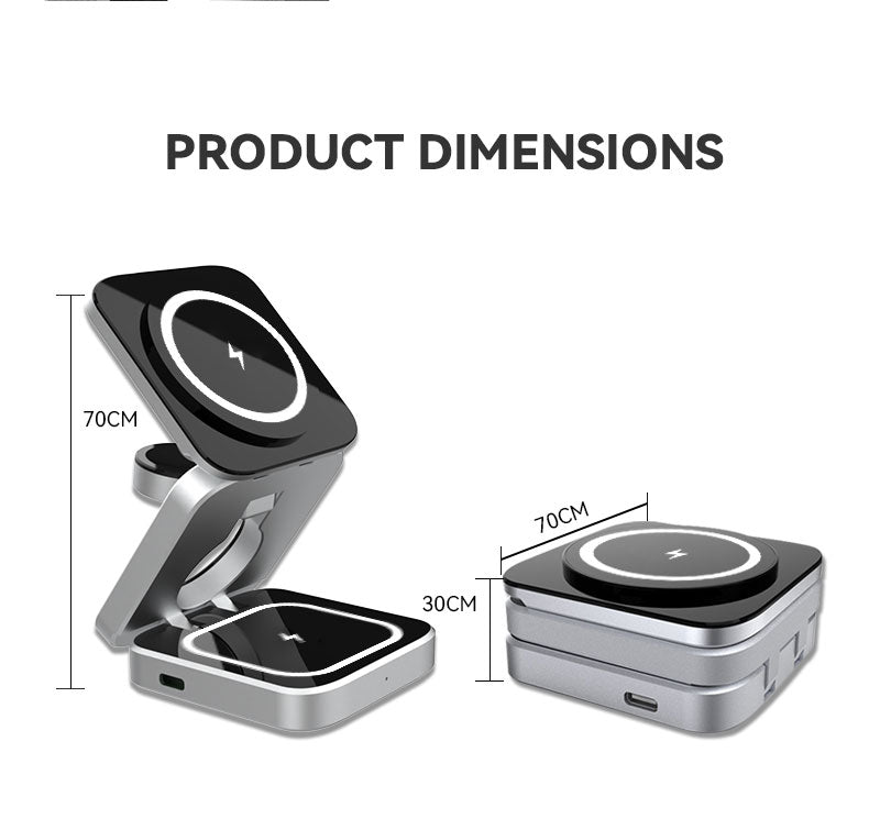 شاحن لاسلكي مغناطيسي صغير قابل للطي لأجهزة iPhone وAirPods