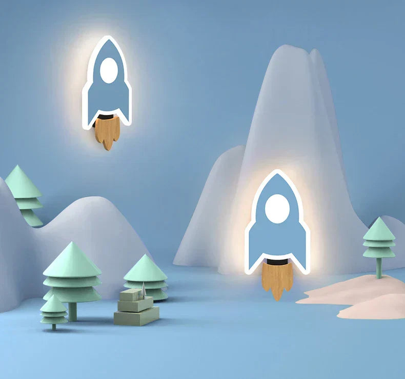 Luz de pared LED cohete para niños