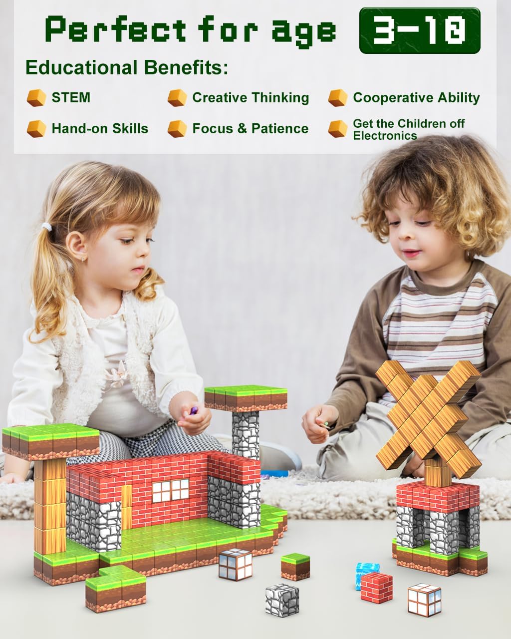 Set di Blocchi Magnetici STEM per Bambini Kit di Apprendimento Creativo