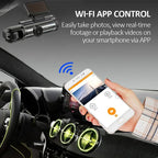 Dash cam WiFi 1080P con doppie lenti anteriori e cabina