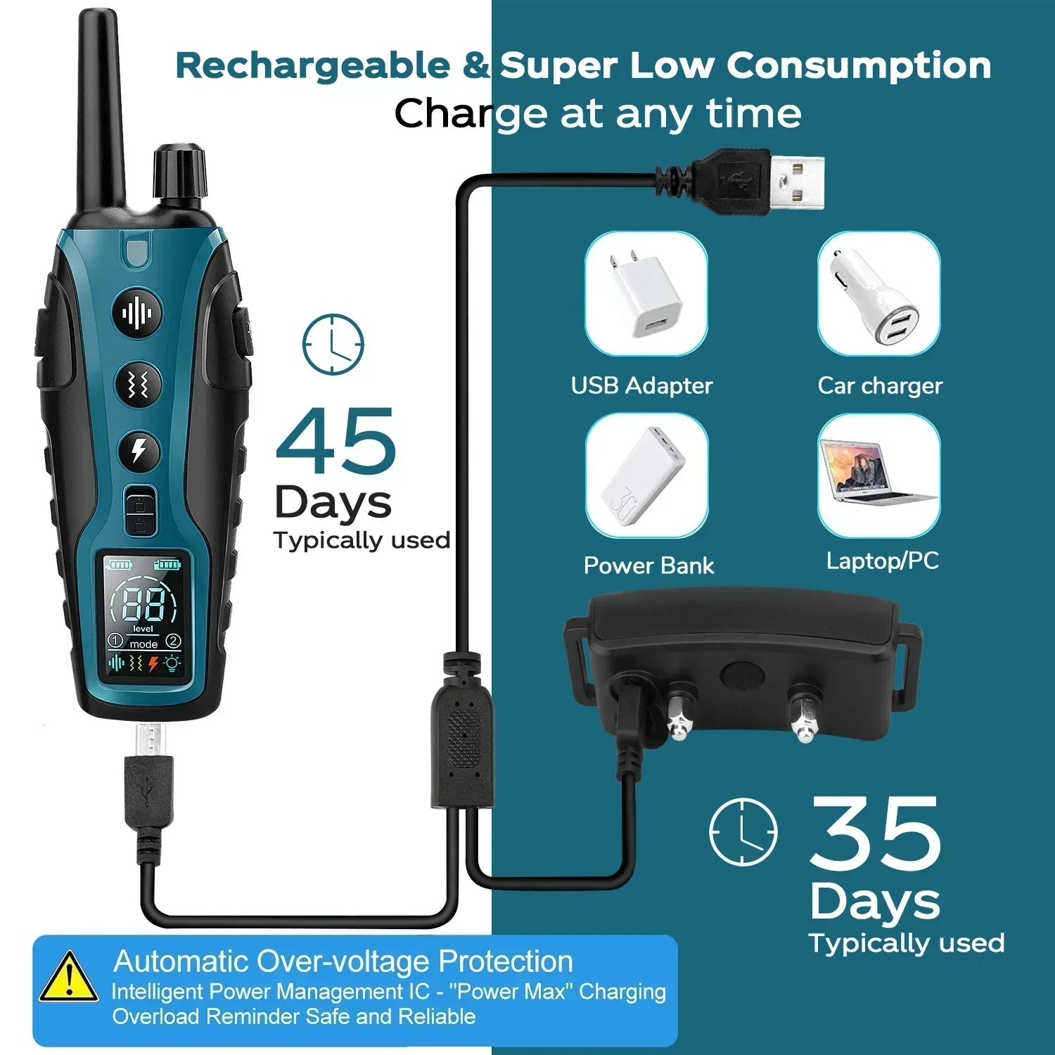 طوق تدريب ليلي لومة جارد مع أضواء LED مزدوجة للمشي الليلي