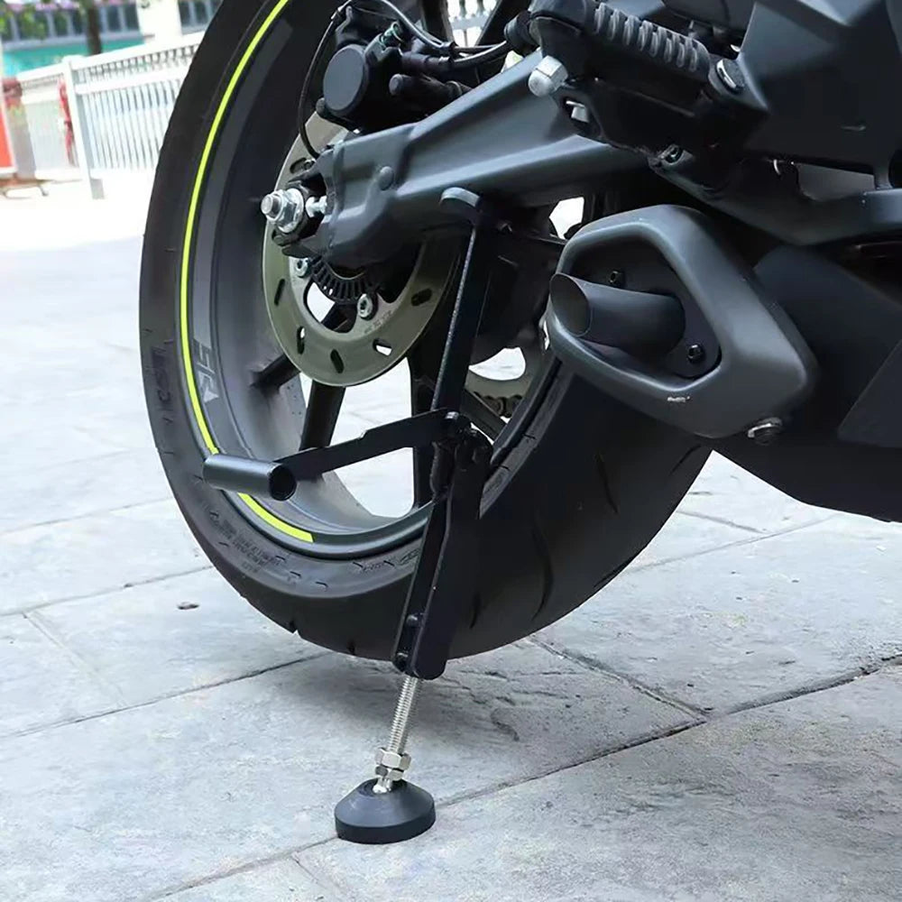 Universal Motorcycle Wheel Stand With Adjustable Height And Self-Locking