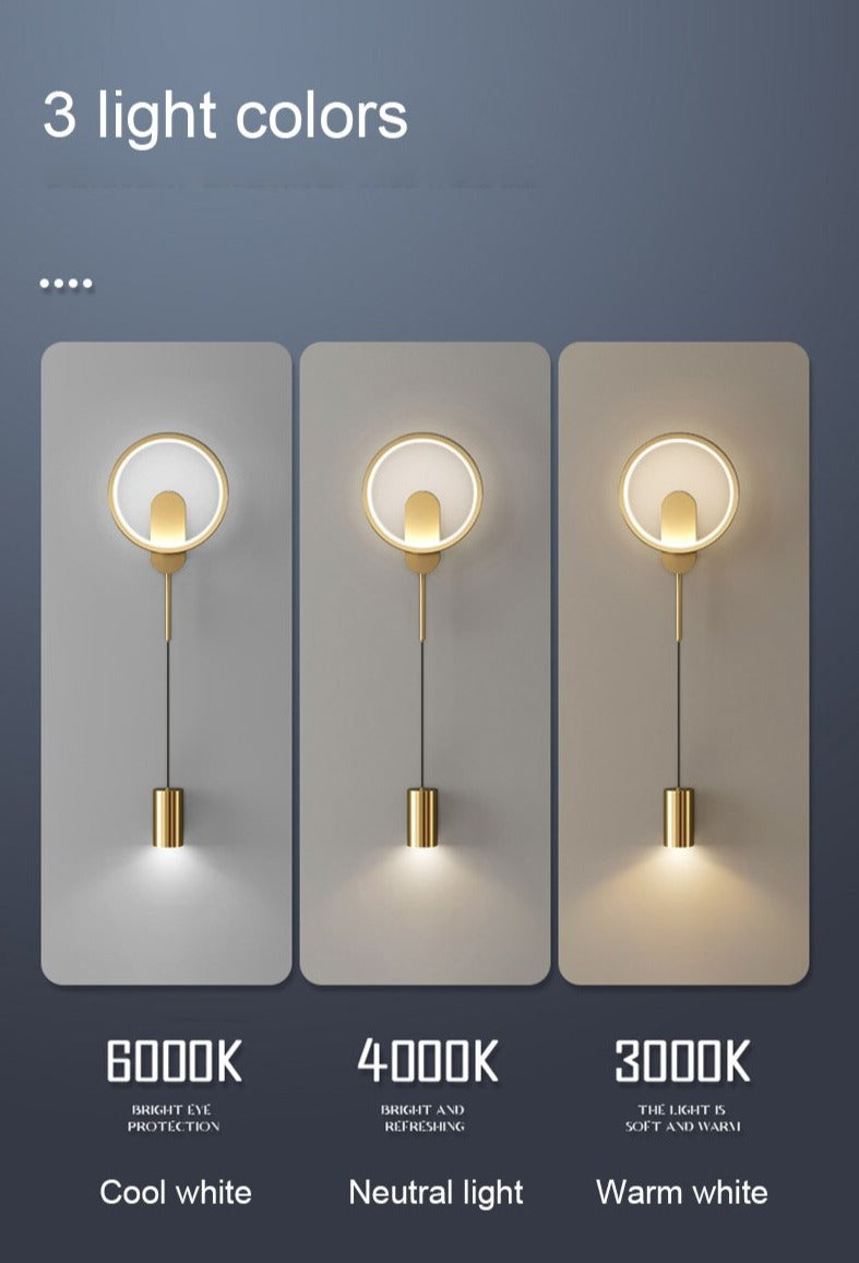 Luz de Pared Moderna NovaGlow Nordic Gold con LED de 24W