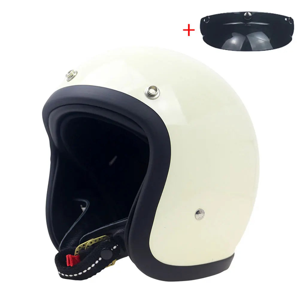 Vintage Open-Face Motorcycle Helmet with DOT & ECE Certification