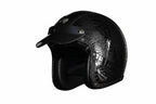 Retro 3/4 Öppen Motorcykelhjälm – PU-läder & DOT-certifierad