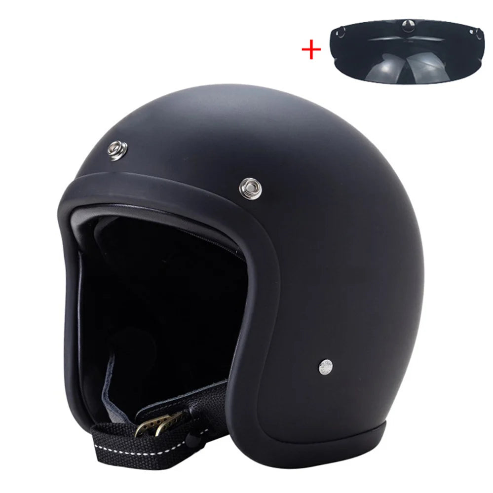 Vintage Open-Face Motorcycle Helmet with DOT & ECE Certification