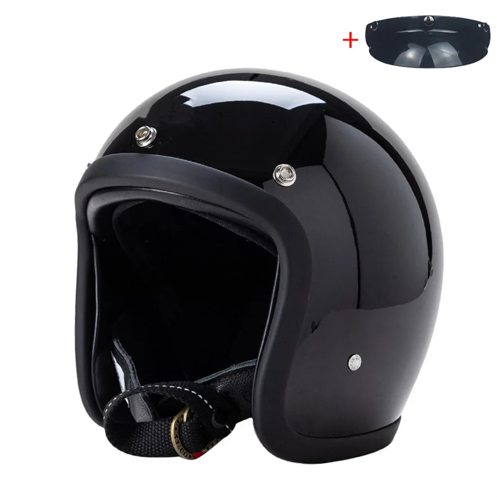 Vintage Open-Face Motorcycle Helmet with DOT & ECE Certification