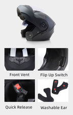 Flip-Up Modular Motorcycle Helmet for Comfortable Commuting