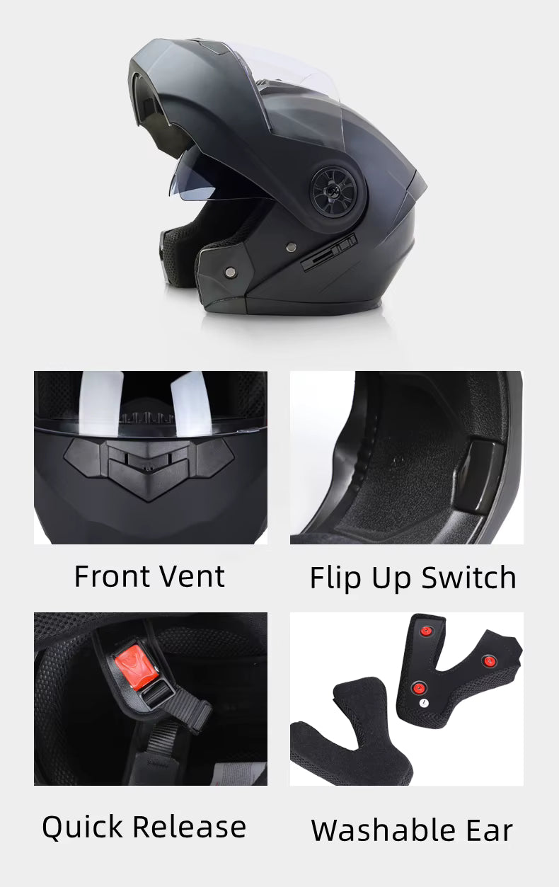 Flip-Up Modular Motorcycle Helmet for Comfortable Commuting