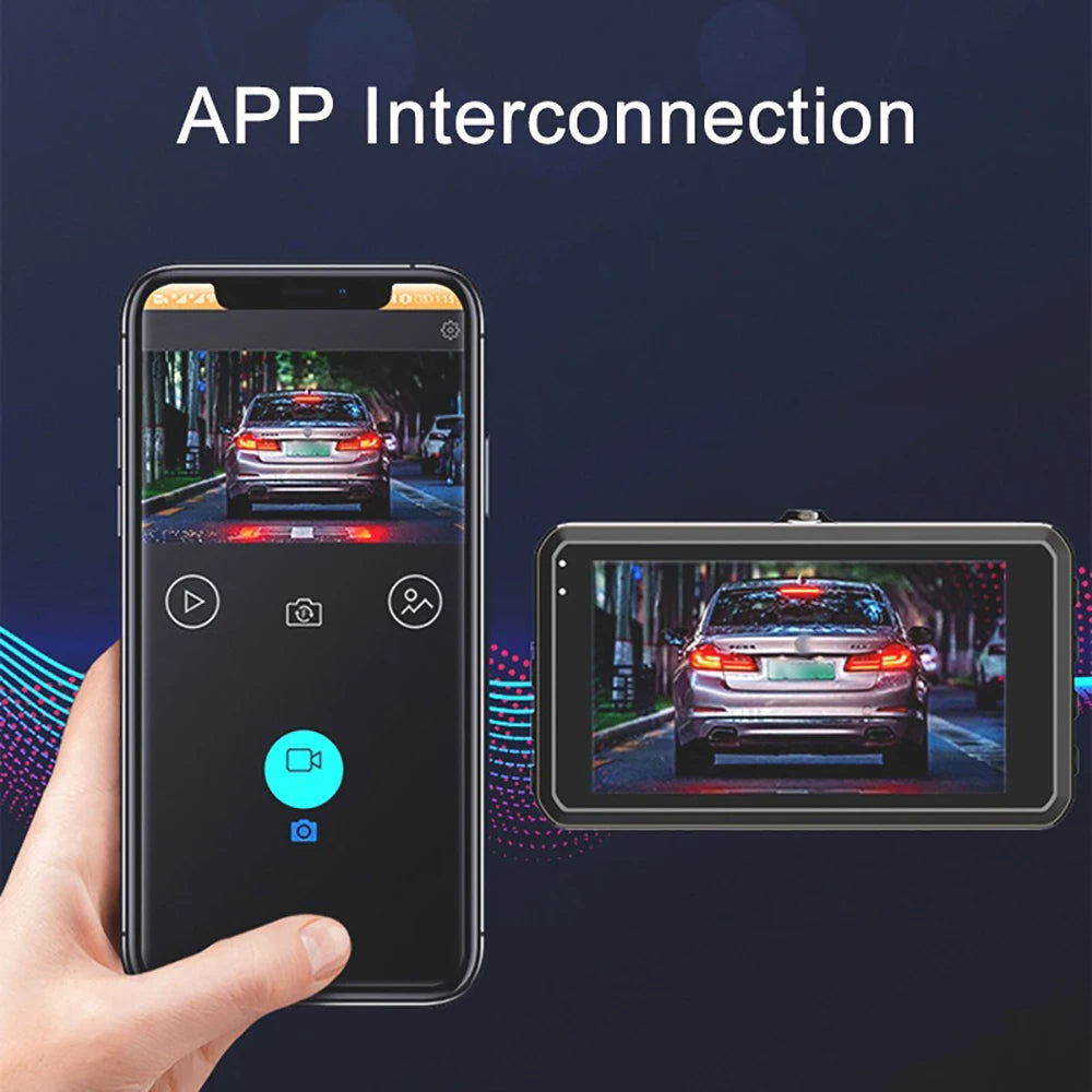 Dash cam WiFi 1080P con doppie lenti anteriori e cabina