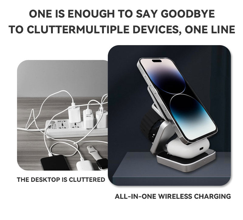 شاحن لاسلكي مغناطيسي صغير قابل للطي لأجهزة iPhone وAirPods