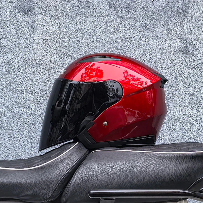 Lightweight 3/4 Motorcycle Helmet with Dual Visor