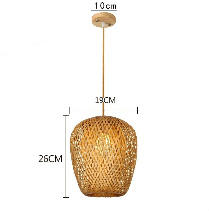 KiraBamboo strikket pendellampe kinesisk-inspireret håndlavet