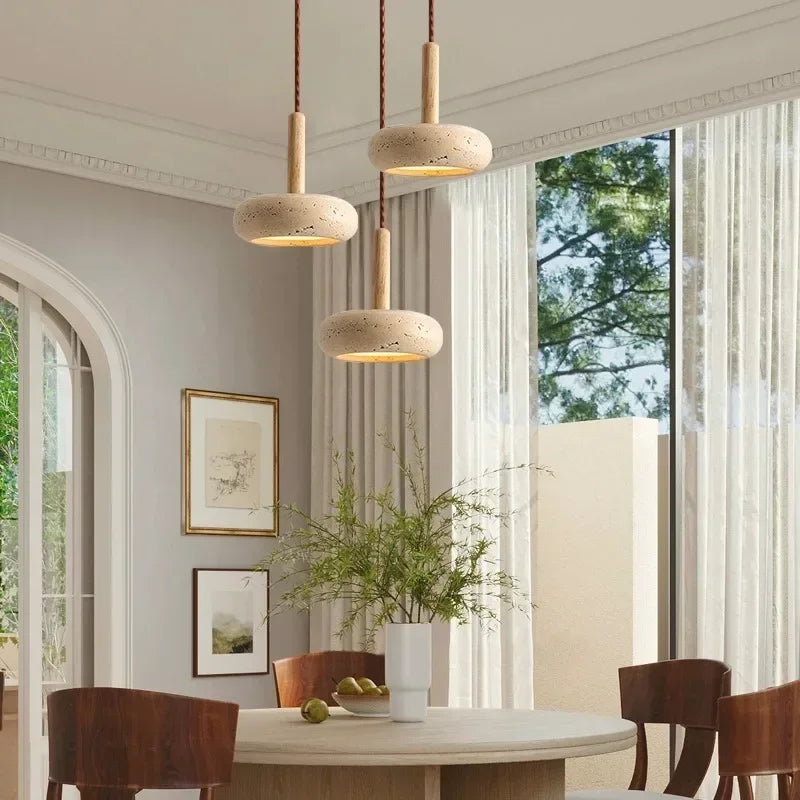 Travertin kő LED függeszték modern nappalikba