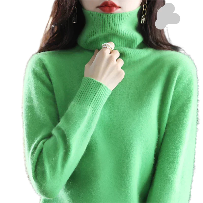 AuroraWeave 100% Cashmere Turtleneck For Women Autumn Knit