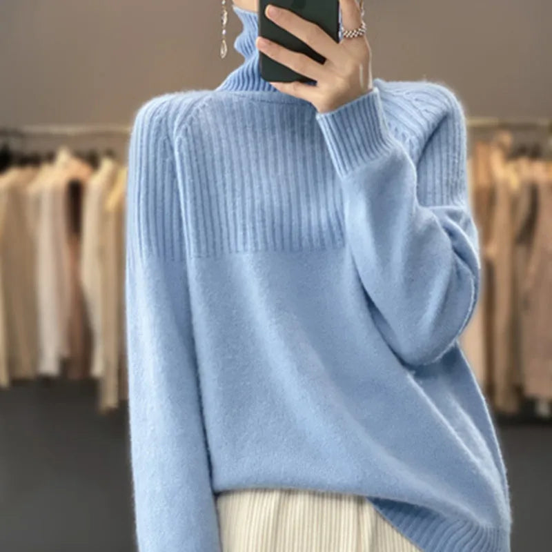 AstraWeave Wool Turtleneck Sweater for Women Cozy Warm