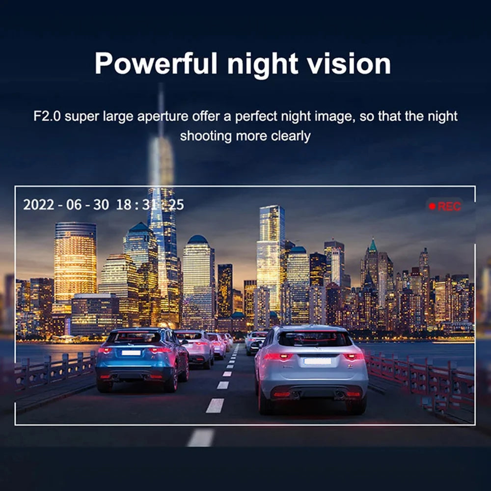 Dash cam WiFi 1080P con doppie lenti anteriori e cabina