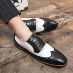 Men's Luxury Shoes Brogue Lace-up Casual British Style Contrast Color Oxford Office