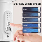 Kipas Berayun Boleh Cas Semula ZephyrWave 5-Kelajuan Dengan Kawalan Jauh dan Pemasa