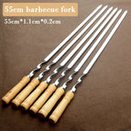 GrillMaster Pro Grill Skewers | Extra Long Stainless Steel Skewers with Wooden Handle | Set of 6