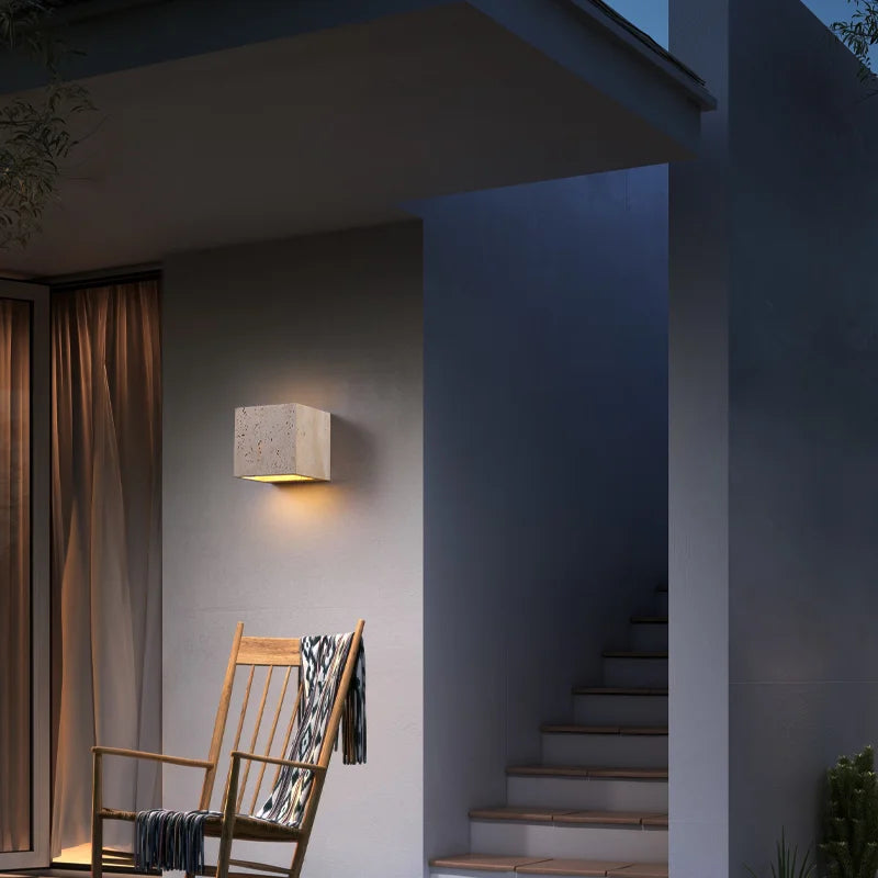 LumaStone Travertine Perforated Wall Sconce LED Lighting