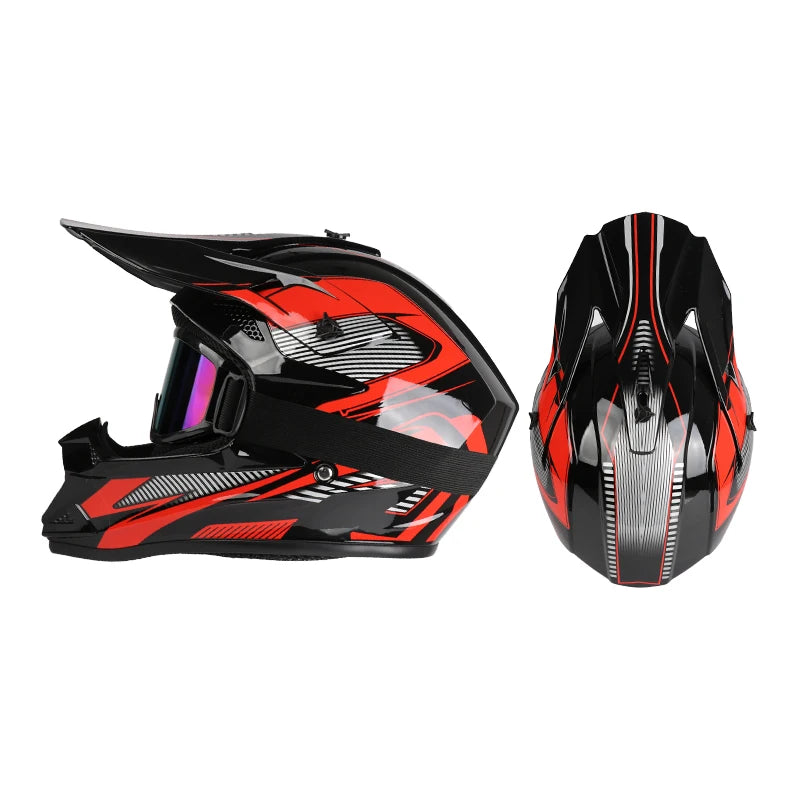 Full-Face Off-Road Helmet with Goggles – DOT Certified for All Seasons