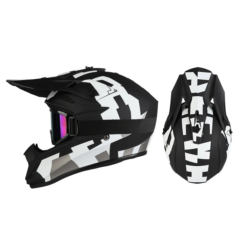 Full-Face Off-Road Helmet with Goggles – DOT Certified for All Seasons