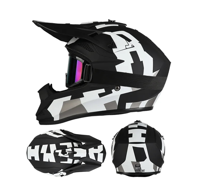 Full-Face Off-Road Helmet with Goggles – DOT Certified for All Seasons