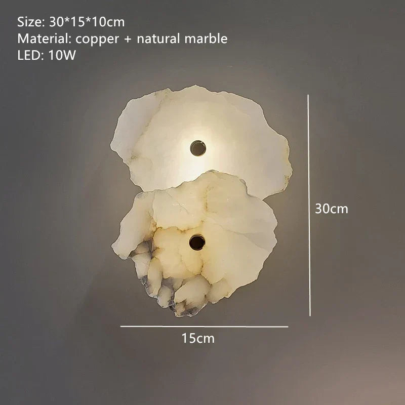 Aurora Marble LED Wall Sconce With Copper Accents Elegant