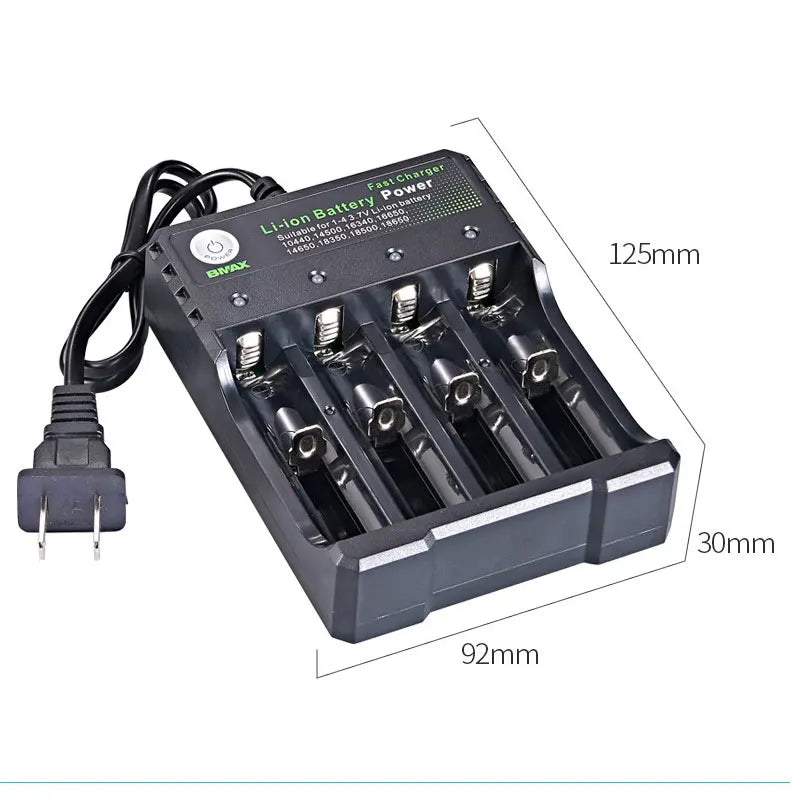 Chargeur de batterie Li-Ion 4 emplacements pour 18650 et 18500 avec arrêt automatique