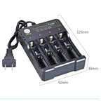 Chargeur de batterie Li-Ion 4 emplacements pour 18650 et 18500 avec arrêt automatique