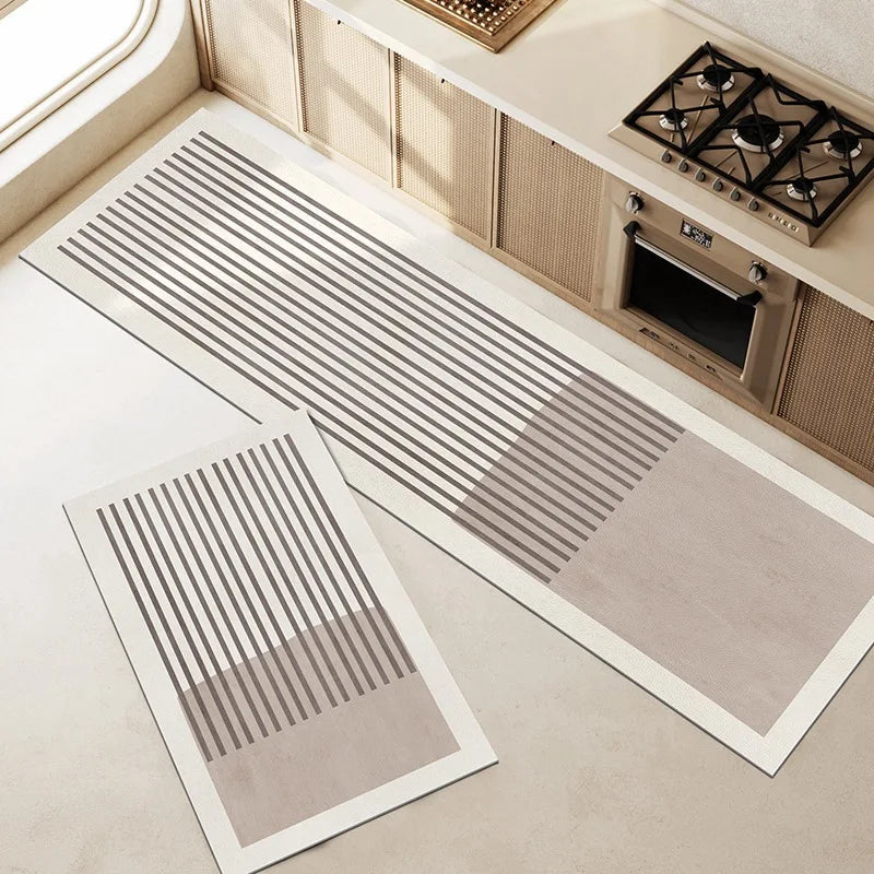 Pureterra | Kitchen Mat Super Absorbent | Non-Slip & Washable | Diatomite Design | Oval & Long Shape | Comfort Rug for Kitchen & Bathroom