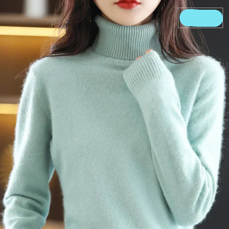 Nyorelle 100% Cashmere High-Neck Sweater for Fall and Winter