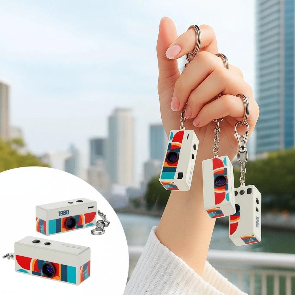 1080P Retro Keychain Mini Camera with CCD Sensor Flash and MicroSD Sup ...