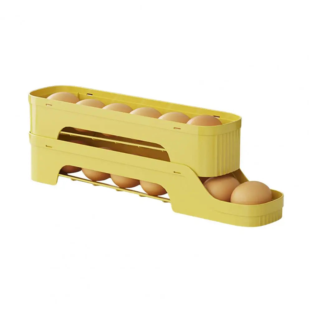 Egg Box RolloMaxx | 4-Tier Egg Organizer | Space-Saving & Self-Rolling | Transparent Design