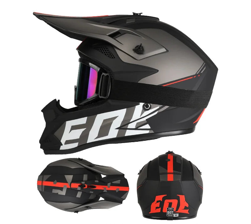 Full-Face Off-Road Helmet with Goggles – DOT Certified for All Seasons