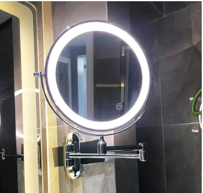 Rechargeable Magnifying Mirror Featuring LED for Makeup Enthusiasts in Black
