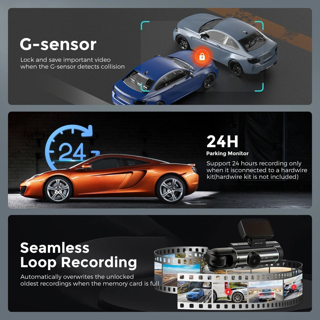 NovaSight DuoCam 1080P Dash Cam Front Interior View
