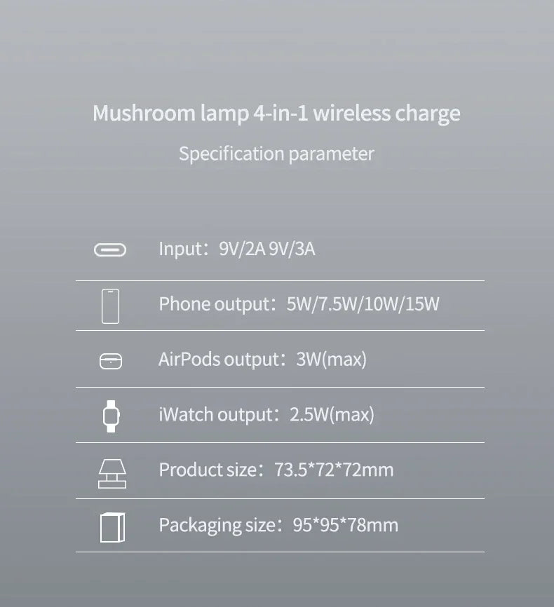 LuminaFlex neljä-yhdessä magneettinen langaton laturi yölampulla