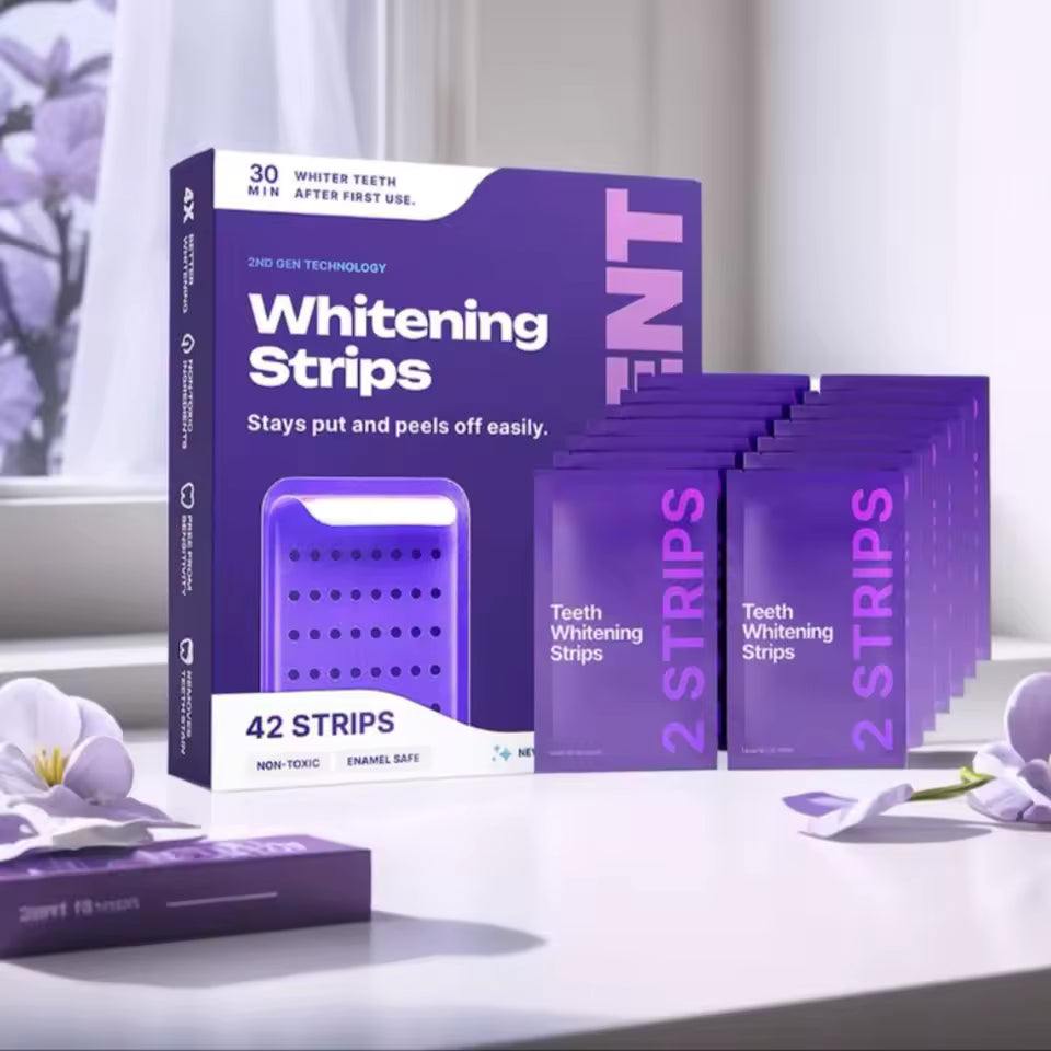 V34 Purple Whitening Strips With PAP Plus For Instant Color Correction