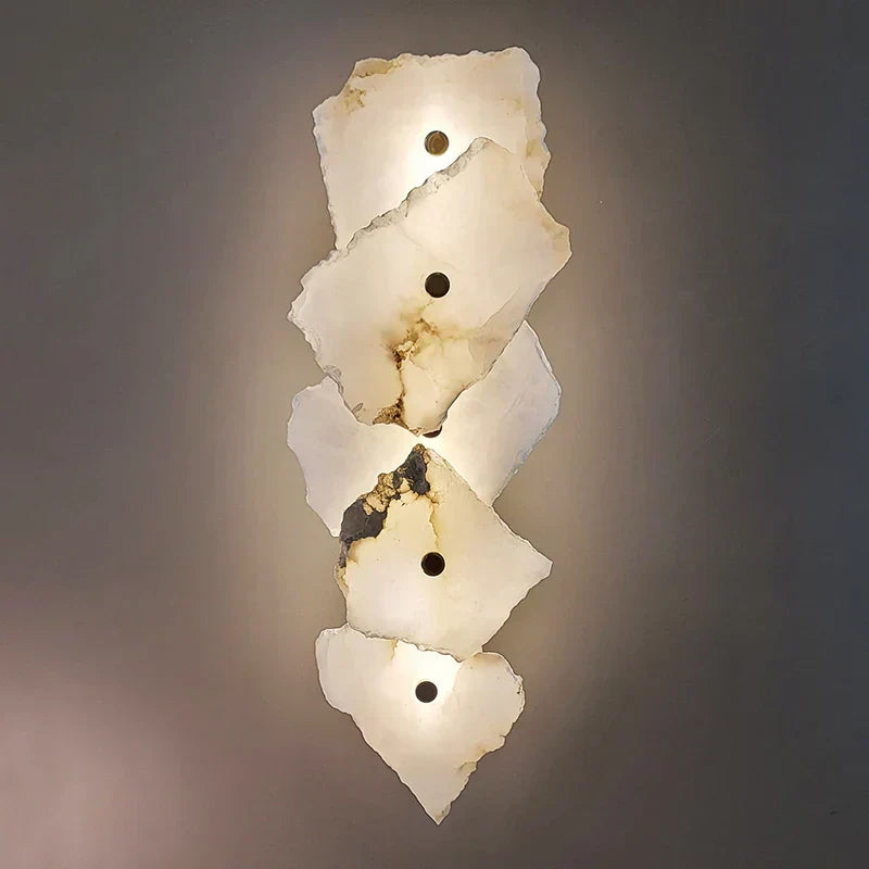 Aurora Marble LED Wall Sconce With Copper Accents Elegant