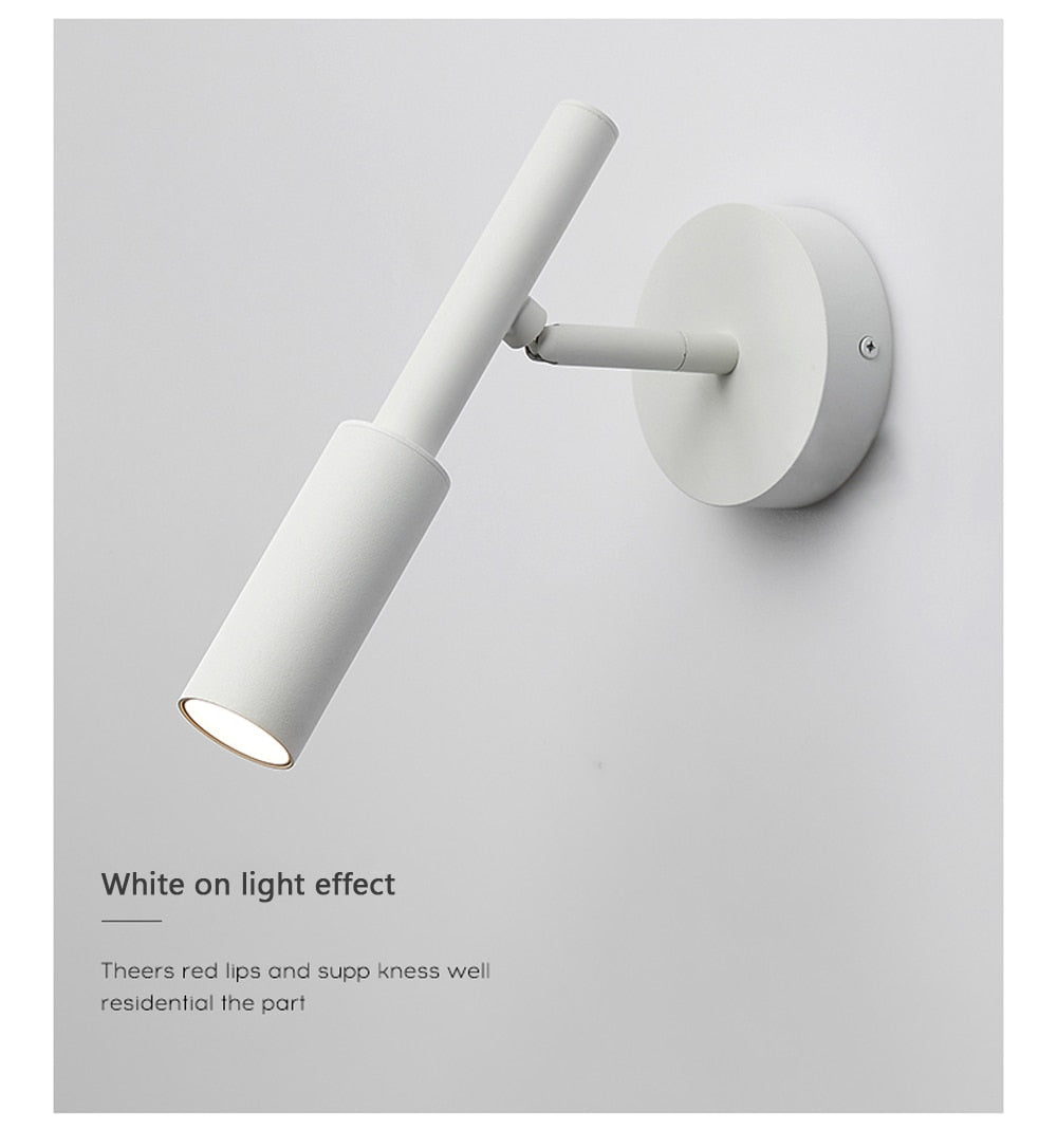 Lámpara de lectura de pared con brazo oscilante AuroraSwing en blanco y negro