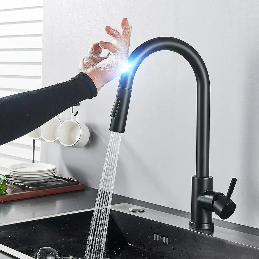 SmartTouch | Kitchen Faucet with Touch Sensor and Pull-Out Spray Head – Brushed Nickel