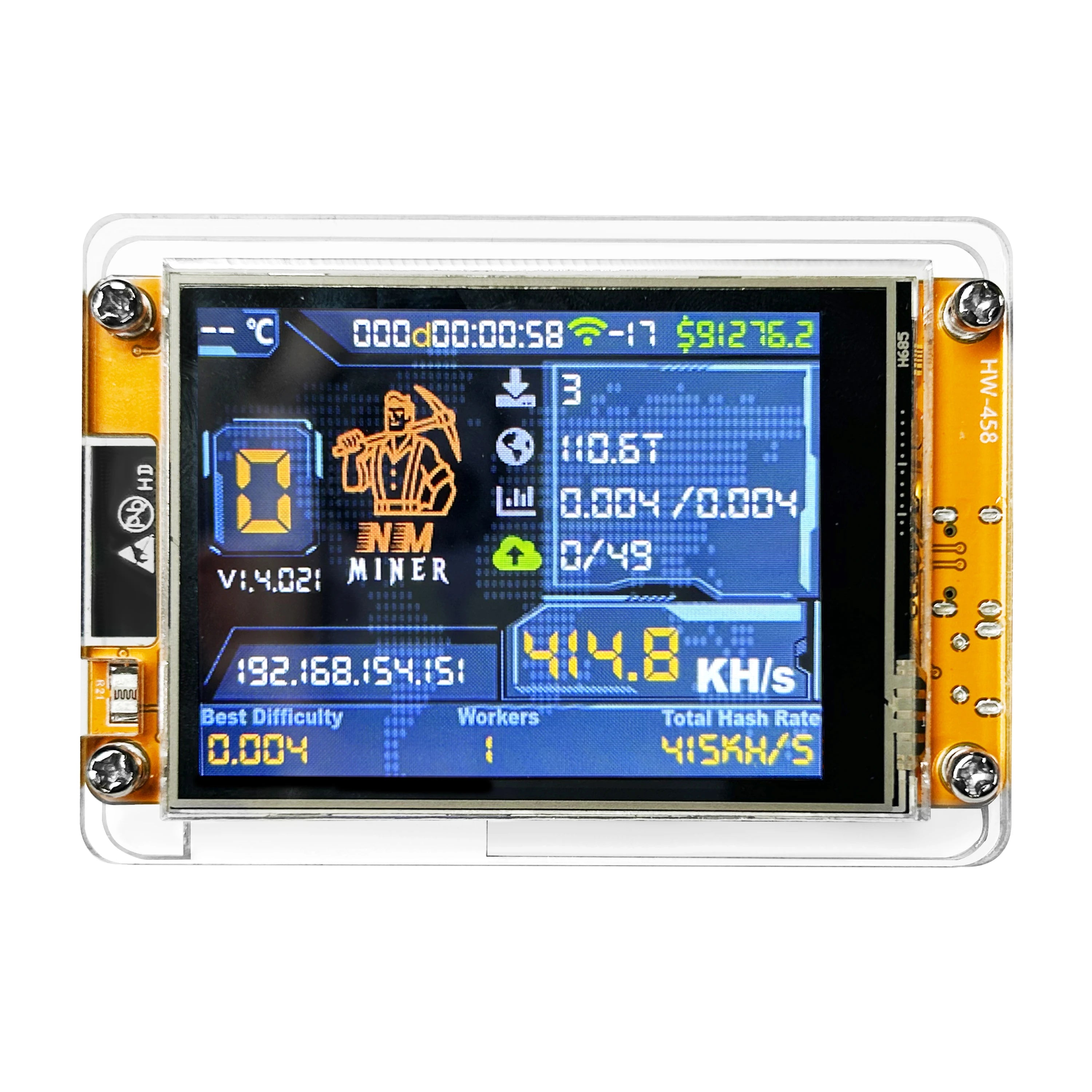 Miner Bitcoin ESP32 per Lotteria Solitaria con Display Touch da 2,8 Pollici e WiFi