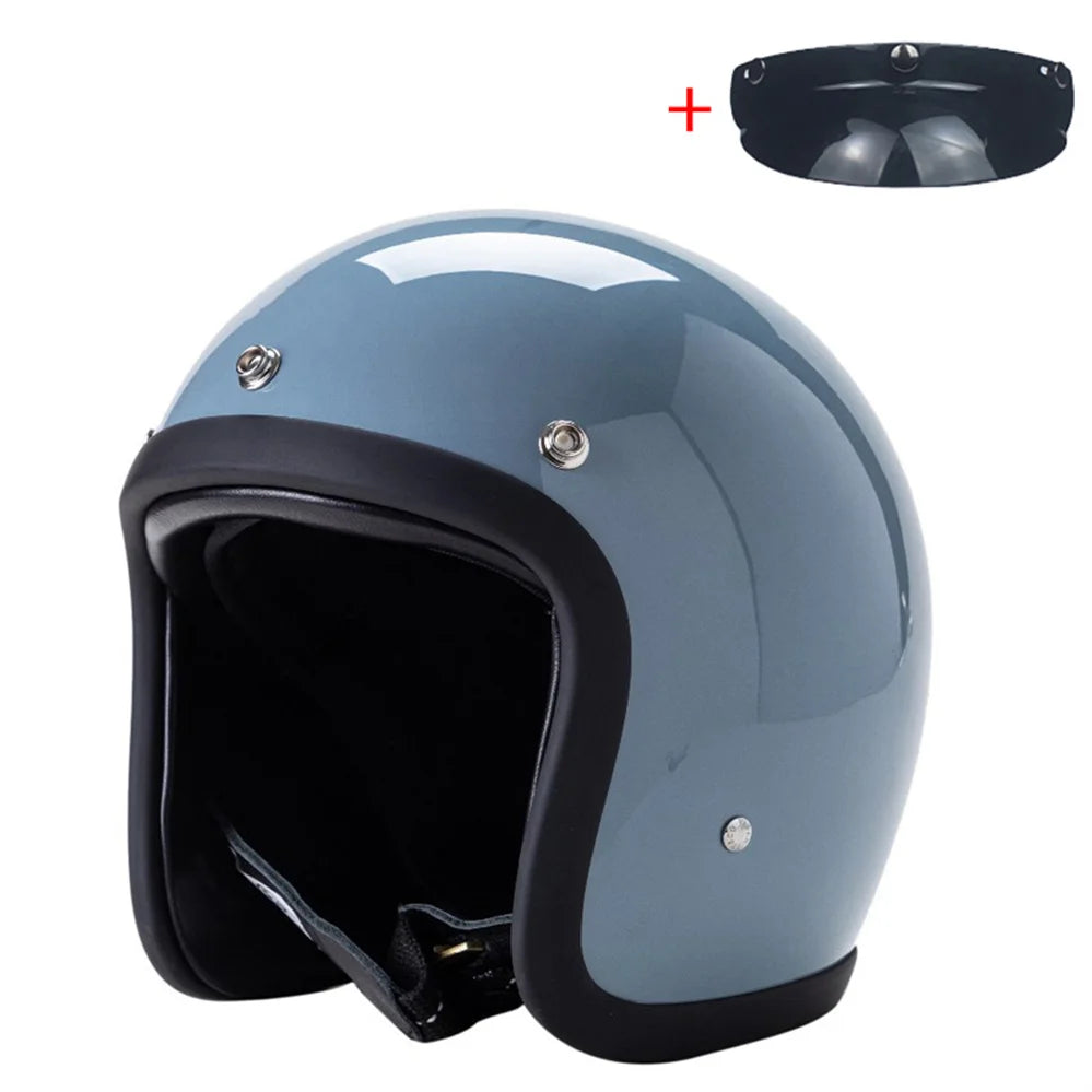 Vintage Open-Face Motorcycle Helmet with DOT & ECE Certification